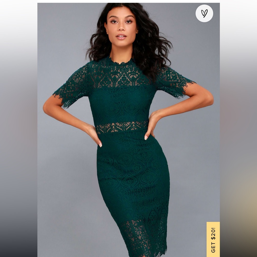 Lulu’s Green Lace MIDI Dress